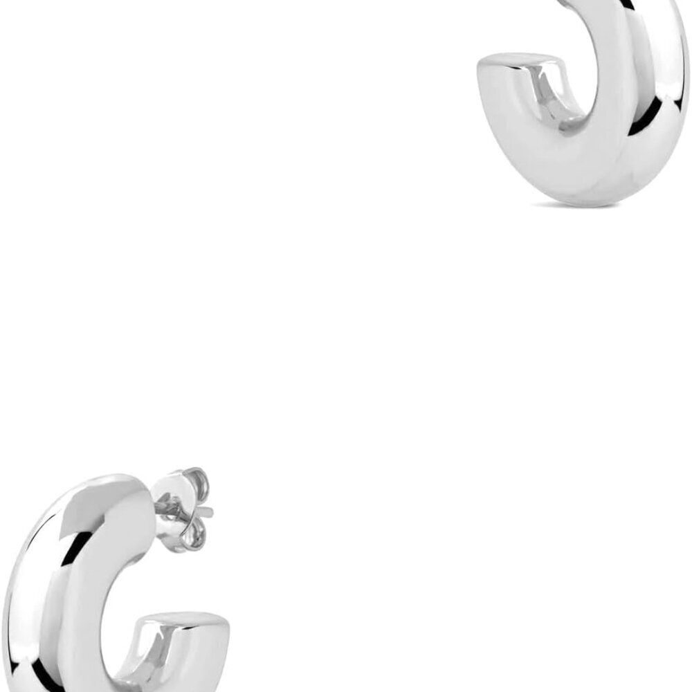 19mm Silver Waterproof Hollow Chunky Hoop Earrings for Women, Hypoallergenic, Li